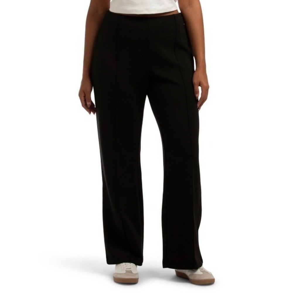 NEW KYODAN Womens Black Wide Flare Leg Pull On Athleisure Pants‎ Size L Stretch